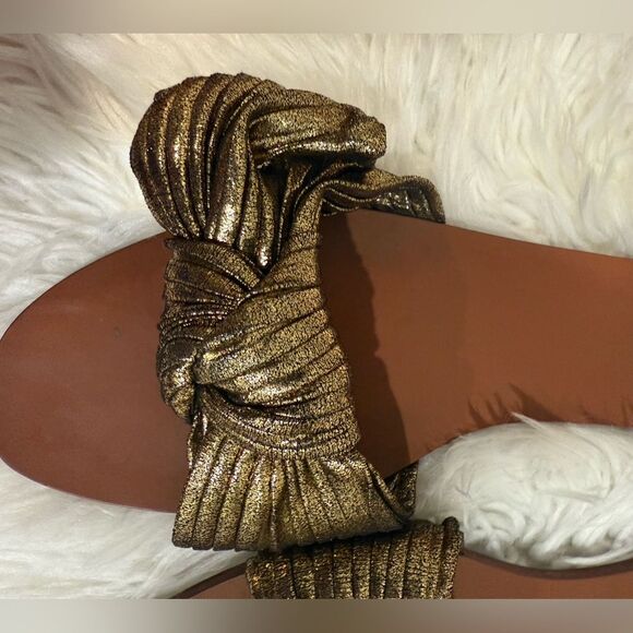 Zara Metallic Gold Women's Sandals - Picture 4 of 9